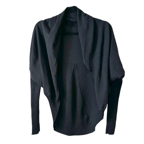 Eileen Fisher Women’s 100% Wool Open Cocoon Cardigan Black Size Small with FLAW - Picture 1 of 10